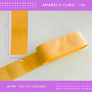 Fita de Gorgurão P/Laços - Nº9 (38mm) - COR:AMARELO-OURO-110