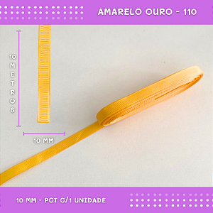Fita de Gorgurão P/Laços - Nº2 (10mm) - COR:AMARELO-OURO-110