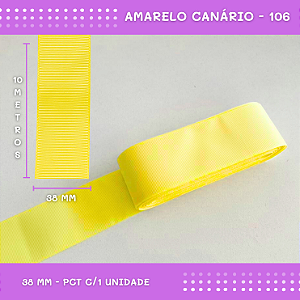 Fita de Gorgurão P/Laços - Nº9 (38mm) - COR:AMARELO-CANARIO-106
