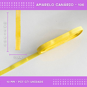Fita de Gorgurão P/Laços - Nº2 (10mm) - COR:AMARELO-CANARIO-106