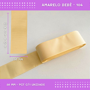 Fita de Gorgurão P/Laços - Nº9 (38mm) - COR:AMARELO-BEBE-104