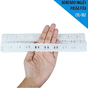 Passa Fita Bordado Em Lese - Ctl-102 - 2.5 Cm - Rl C/13.7 Mts Cor:Branco-101