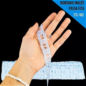 Passa Fita Bordado Em Lese - Ctl-102 - 2.5 Cm - Rl C/13.7 Mts Cor:Azul-Bebe-177