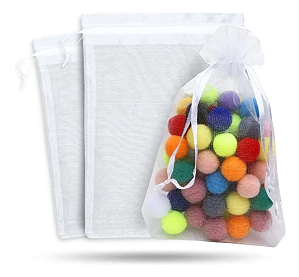 Kit 100 Saco De Organza P/ Lembrancinha - 9x12 - C/ Fita De Cetim Cor:Branco-101