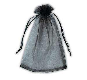 Kit 100 Saco De Organza P/ Lembrancinha - 10x15 - C/ Fita De Cetim Cor:Preto-310