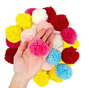 Pom Pom De Lã Fofinho - 60mm - Pct C/50 Unid. COR: MIX-DE-CORES