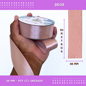 Fita de Cetim Lisa - 38mm - Rolo C/50 Mts COR:BEGE