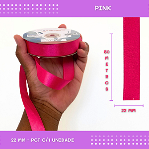 Fita de Cetim Lisa - 22mm - Rolo C/50 Mts COR:PINK