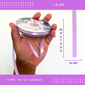 Fita de Cetim Lisa - 10mm - Rolo C/50 Mts COR:LILAS