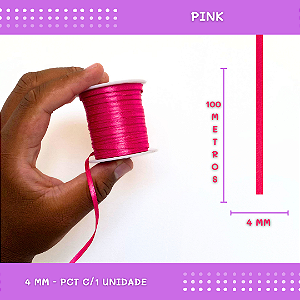 Fita de Cetim Lisa - 4mm - Rolo C/100 Mts COR:PINK
