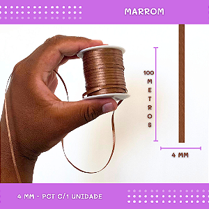 Fita de Cetim Lisa - 4mm - Rolo C/100 Mts COR:MARROM