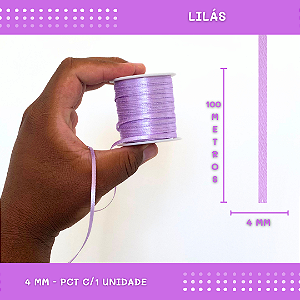 Fita de Cetim Lisa - 4mm - Rolo C/100 Mts COR:LILAS