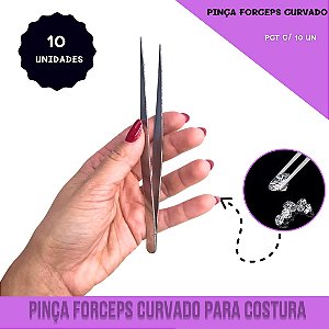 Pinça Forceps Curvado - Costura - Cartela C/10 Unidades
