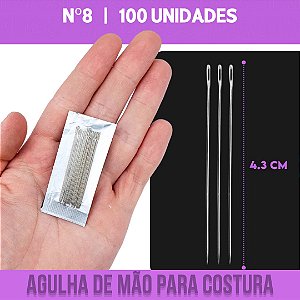 Agulha De Mão - Aço Niquelado - Pct C/100 Unidades Tam:Nº 8