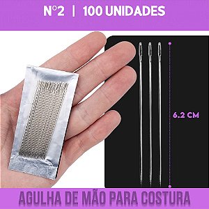 Agulha De Mão - Aço Niquelado - Pct C/100 Unidades Tam:Nº 2/0