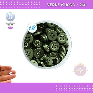 Botão De Camisaria C/Borda 4 Furos 01467 Tam:18 - Pct C/ 144 Unid. Cor:VERDE-MUSGO-260