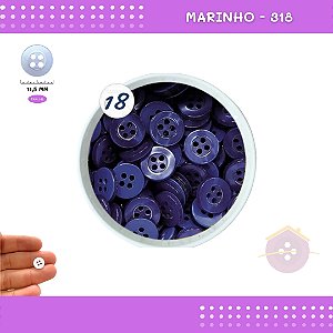 Botão De Camisaria C/Borda 4 Furos 01467 Tam:18 - Pct C/ 144 Unid. Cor:MARINHO-318