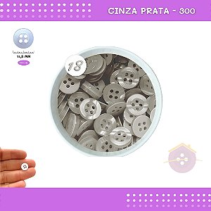 Botão De Camisaria C/Borda 4 Furos 01467 Tam:18 - Pct C/ 144 Unid. Cor:CINZA-PRATA-300