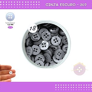 Botão De Camisaria C/Borda 4 Furos 01467 Tam:18 - Pct C/ 144 Unid. Cor:CINZA-ESCURO-307