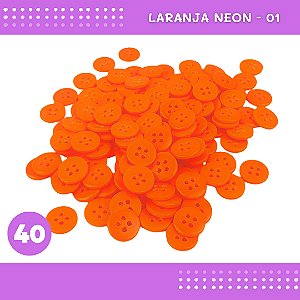 Botão de Camisaria 4 Furos 01485 Tam:40 - Pct c/144 Unid. Cor:LARANJA-NEON-01