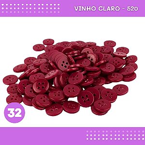 Botão de Camisaria 4 Furos 01485 Tam:32 - Pct c/144 Unid. Cor:VINHO-CLARO-520
