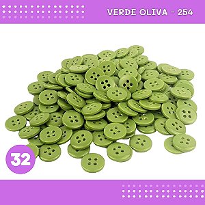 Botão de Camisaria 4 Furos 01485 Tam:32 - Pct c/144 Unid. Cor:VERDE-OLIVA-254
