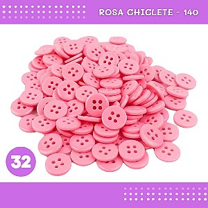 Botão de Camisaria 4 Furos 01485 Tam:32 - Pct c/144 Unid. Cor:ROSA-CHICLETE-140