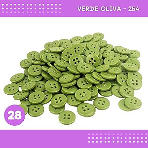 Botão de Camisaria 4 Furos 01485 Tam:28 - Pct c/144 Unid. Cor:VERDE-OLIVA-254