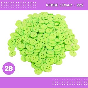 Botão de Camisaria 4 Furos 01485 Tam:28 - Pct c/144 Unid. Cor:VERDE-LIMAO-225