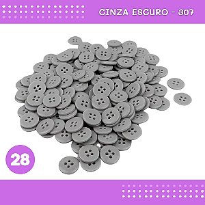 Botão de Camisaria 4 Furos 01485 Tam:28 - Pct c/144 Unid. Cor:CINZA-ESCURO-307