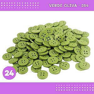 Botão de Camisaria 4 Furos 01485 Tam:24 - Pct c/144 Unid. Cor:VERDE-OLIVA-254