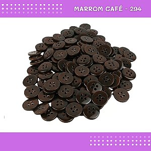 Botão de Camisaria 4 Furos 01485 Tam:24 - Pct c/144 Unid. Cor:MARROM-CAFE-294