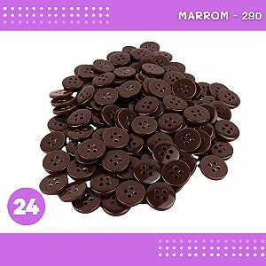 Botão de Camisaria 4 Furos 01485 Tam:24 - Pct c/144 Unid. Cor:MARROM-290