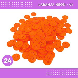Botão de Camisaria 4 Furos 01485 Tam:24 - Pct c/144 Unid. Cor:LARANJA-NEON-01