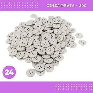 Botão de Camisaria 4 Furos 01485 Tam:24 - Pct c/144 Unid. Cor:CINZA-PRATA-300