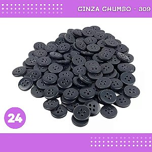 Botão de Camisaria 4 Furos 01485 Tam:24 - Pct c/144 Unid. Cor:CINZA-CHUMBO-309
