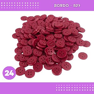 Botão de Camisaria 4 Furos 01485 Tam:24 - Pct c/144 Unid. Cor:BORDO-527