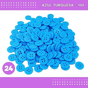 Botão de Camisaria 4 Furos 01485 Tam:24 - Pct c/144 Unid. Cor:AZUL-TURQUESA-199