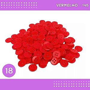 Botão de Camisaria 4 Furos 01485 Tam:18 - Pct c/144 Unid. Cor:VERMELHO-145