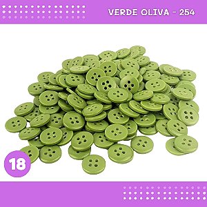 Botão de Camisaria 4 Furos 01485 Tam:18 - Pct c/144 Unid. Cor:VERDE-OLIVA-254