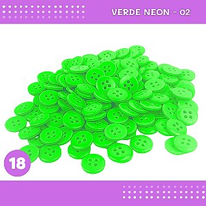 Botão de Camisaria 4 Furos 01485 Tam:18 - Pct c/144 Unid. Cor:VERDE-NEON-02