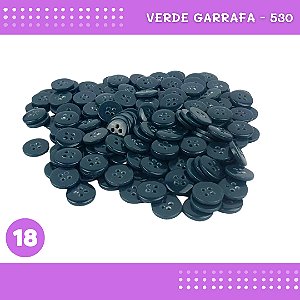Botão de Camisaria 4 Furos 01485 Tam:18 - Pct c/144 Unid. Cor:VERDE-GARRAFA-530