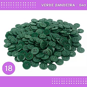 Botão de Camisaria 4 Furos 01485 Tam:18 - Pct c/144 Unid. Cor:VERDE-BANDEIRA-540
