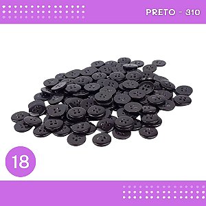 Botão de Camisaria 4 Furos 01485 Tam:18 - Pct c/144 Unid. Cor:PRETO-310