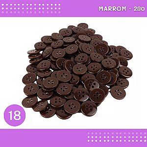 Botão de Camisaria 4 Furos 01485 Tam:18 - Pct c/144 Unid. Cor:MARROM-290