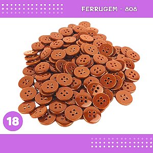 Botão de Camisaria 4 Furos 01485 Tam:18 - Pct c/144 Unid. Cor:FERRUGEM-808