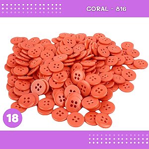 Botão de Camisaria 4 Furos 01485 Tam:18 - Pct c/144 Unid. Cor:CORAL-816