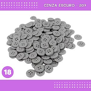 Botão de Camisaria 4 Furos 01485 Tam:18 - Pct c/144 Unid. Cor:CINZA-ESCURO-307