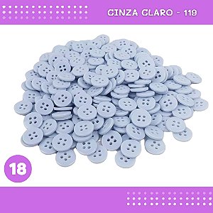 Botão de Camisaria 4 Furos 01485 Tam:18 - Pct c/144 Unid. Cor:CINZA-CLARO-119