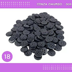 Botão de Camisaria 4 Furos 01485 Tam:18 - Pct c/144 Unid. Cor:CINZA-CHUMBO-309